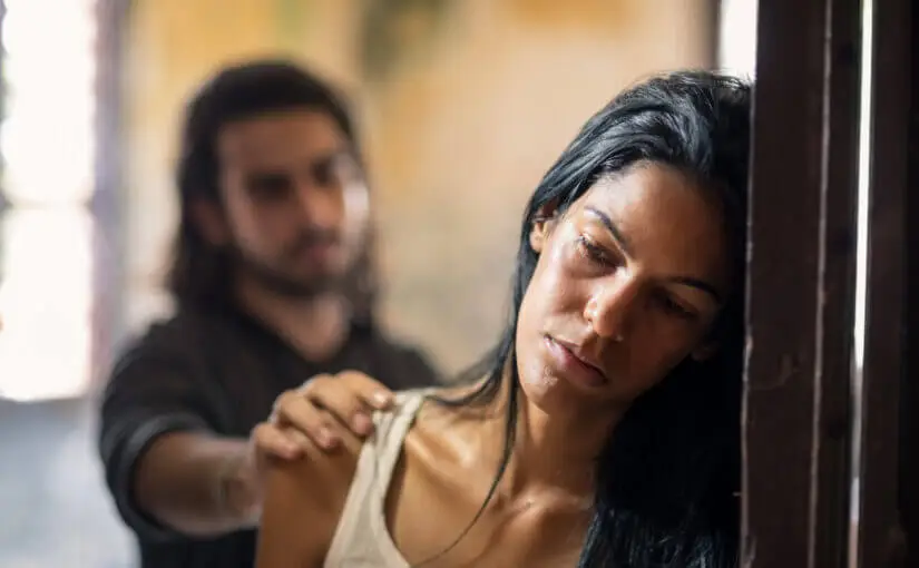 domestic violence with young man and abused woman