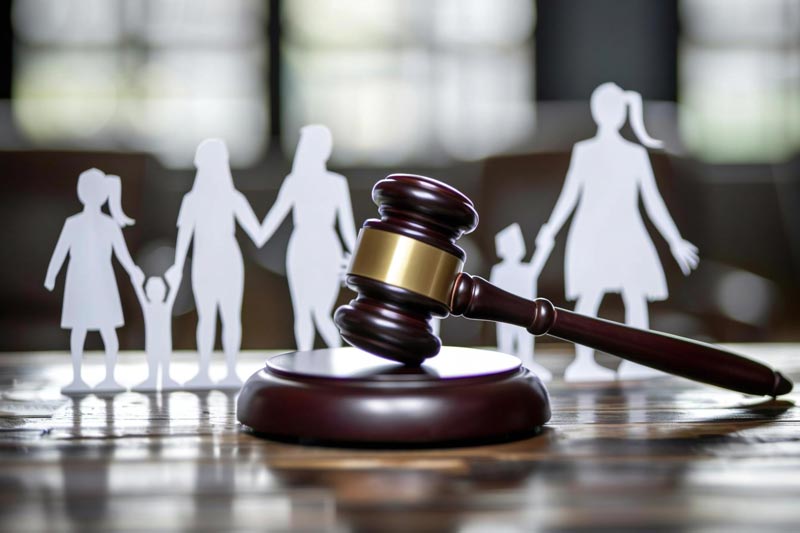 A lawyer working with a client on family law.