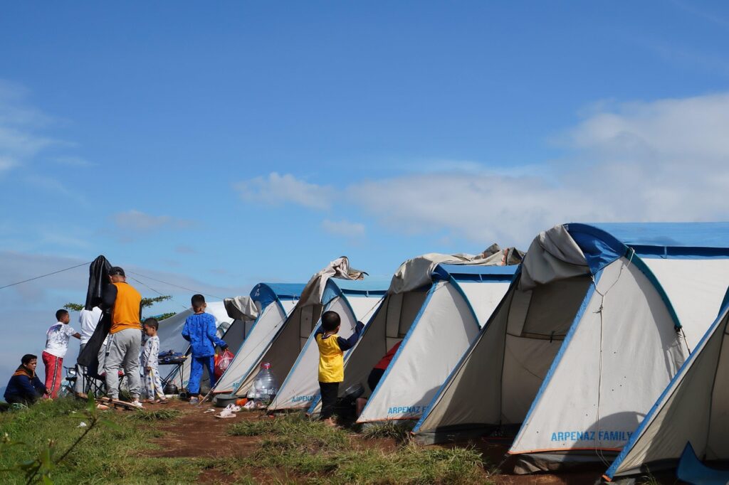 A row of tents for a family reunion.